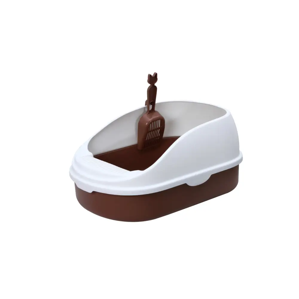 YES4PETS Medium Portable Cat Toilet Litter Box Tray with Scoop Brown - Pet Care > Cat Supplies > Cat Litter