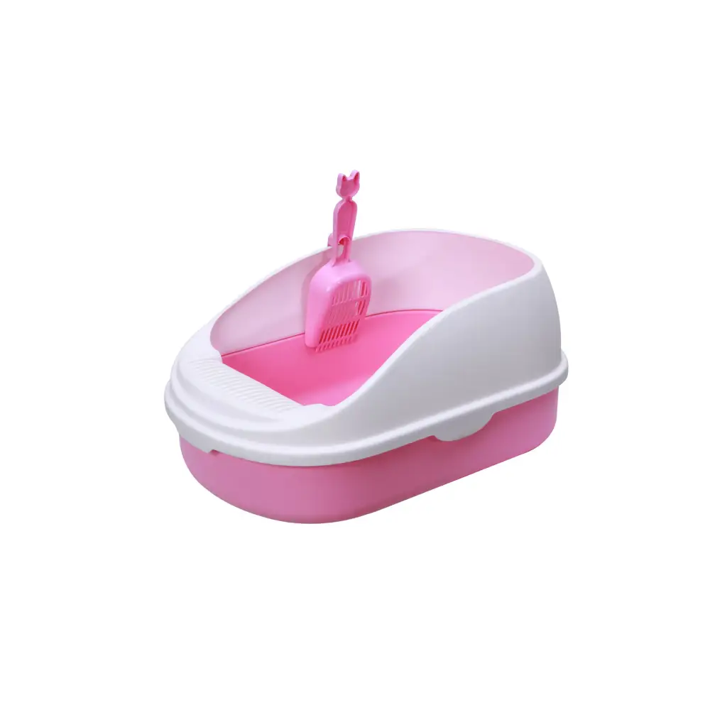 YES4PETS Medium Portable Cat Toilet Litter Box Tray with Scoop Pink - Pet Care > Cat Supplies > Cat Litter