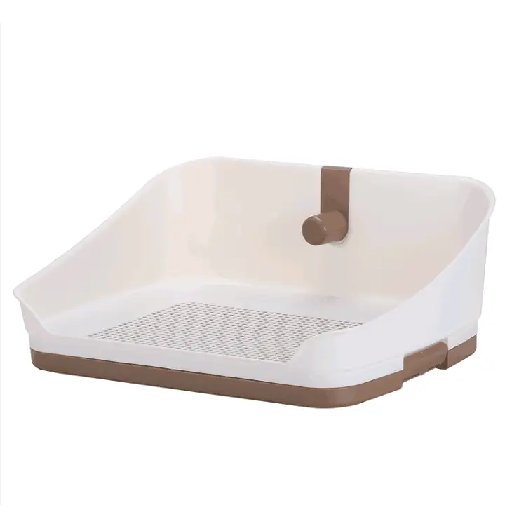YES4PETS Medium Portable Dog Potty Training Tray Pet Puppy Toilet Trays Loo Pad Mat With Wall Brown - Pet Care > Dog