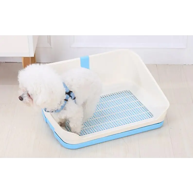 YES4PETS Medium Portable Dog Potty Training Tray Pet Puppy Toilet Trays Loo Pad Mat With Wall Blue - Pet Care > Dog