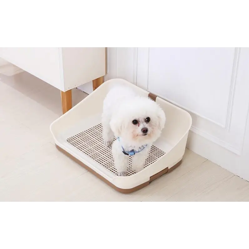 YES4PETS Medium Portable Dog Potty Training Tray Pet Puppy Toilet Trays Loo Pad Mat With Wall Brown - Pet Care > Dog