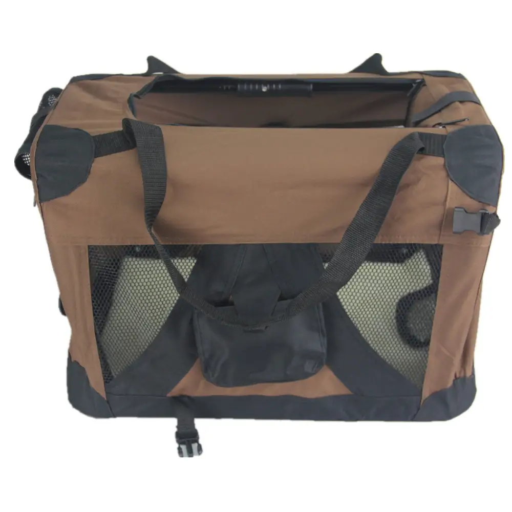 YES4PETS Medium Portable Foldable Dog Cat Puppy Soft Crate-Brown - Pet Care > Dog Supplies > Dog Carriers & Crates