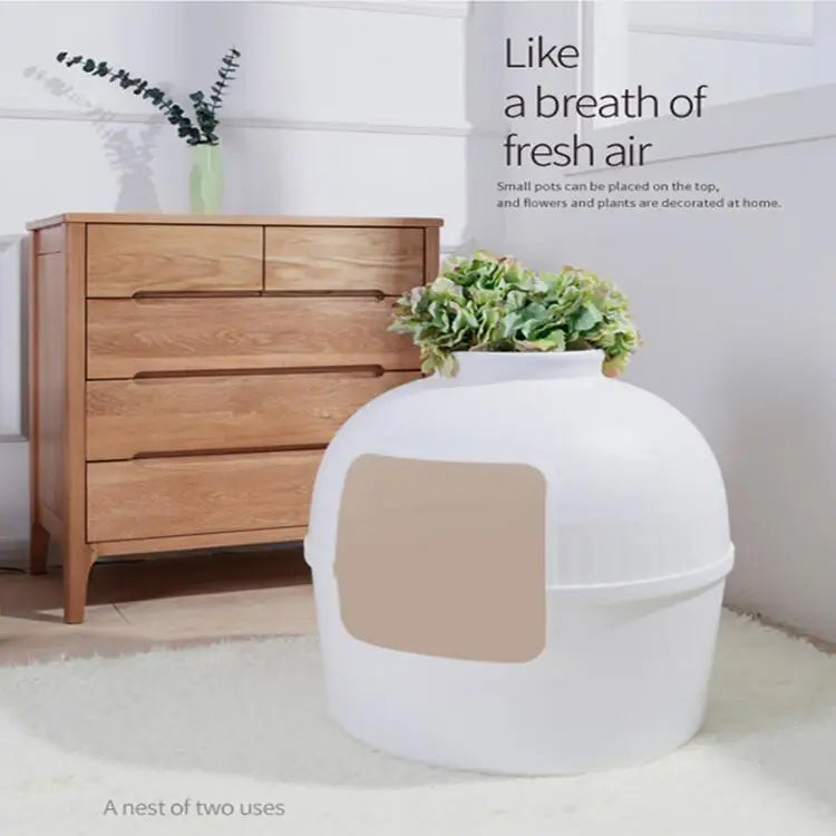 YES4PETS Multifunctional Cat Litter Box Pet Cat House Semi-Enclosed White - Pet Care > Cat Supplies > Cat Litter