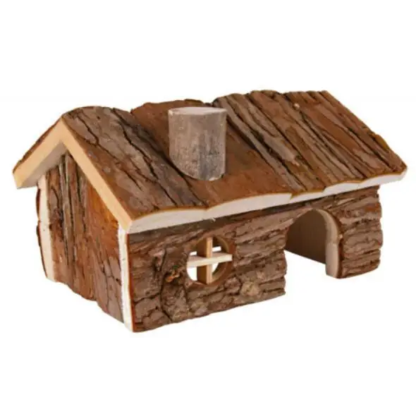 YES4PETS Natural Wooden Hamster Wooden House Small Pet Hideout with Chimney - Pet Care > Coops & Hutches > Small Animal