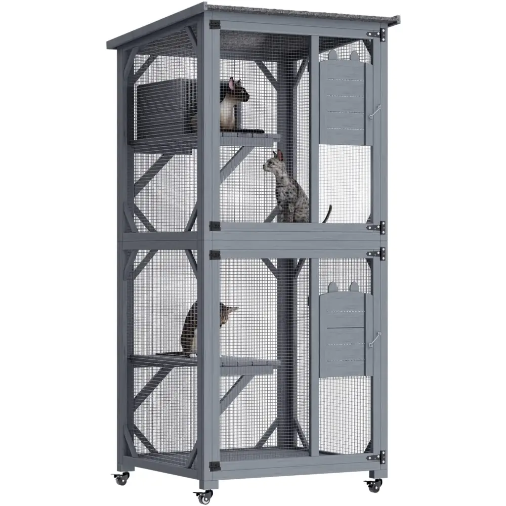 YES4PETS Pet Cat Shelter Condo with Escape Door Wooden Kitten Cage House - Pet Care > Cat Supplies > Cat Furniture
