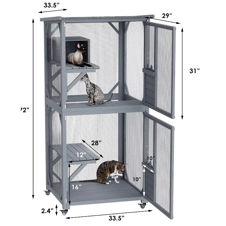 YES4PETS Pet Cat Shelter Condo with Escape Door Wooden Kitten Cage House - Pet Care > Cat Supplies > Cat Furniture