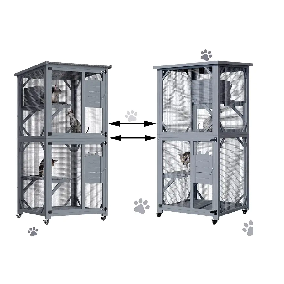 YES4PETS Pet Cat Shelter Condo with Escape Door Wooden Kitten Cage House - Pet Care > Cat Supplies > Cat Furniture