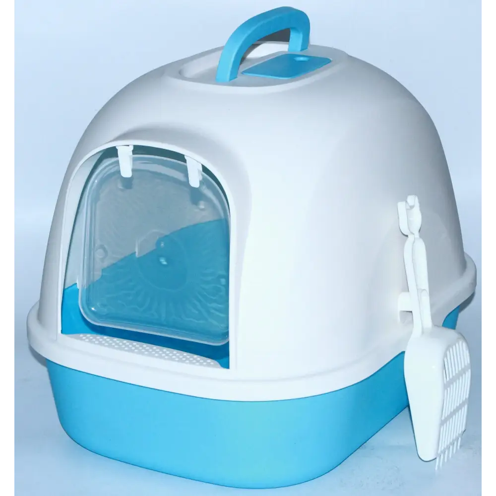 YES4PETS Portable Hooded Cat Toilet Litter Box Tray House with Handle and Scoop Blue - Pet Care > Cat Supplies > Cat