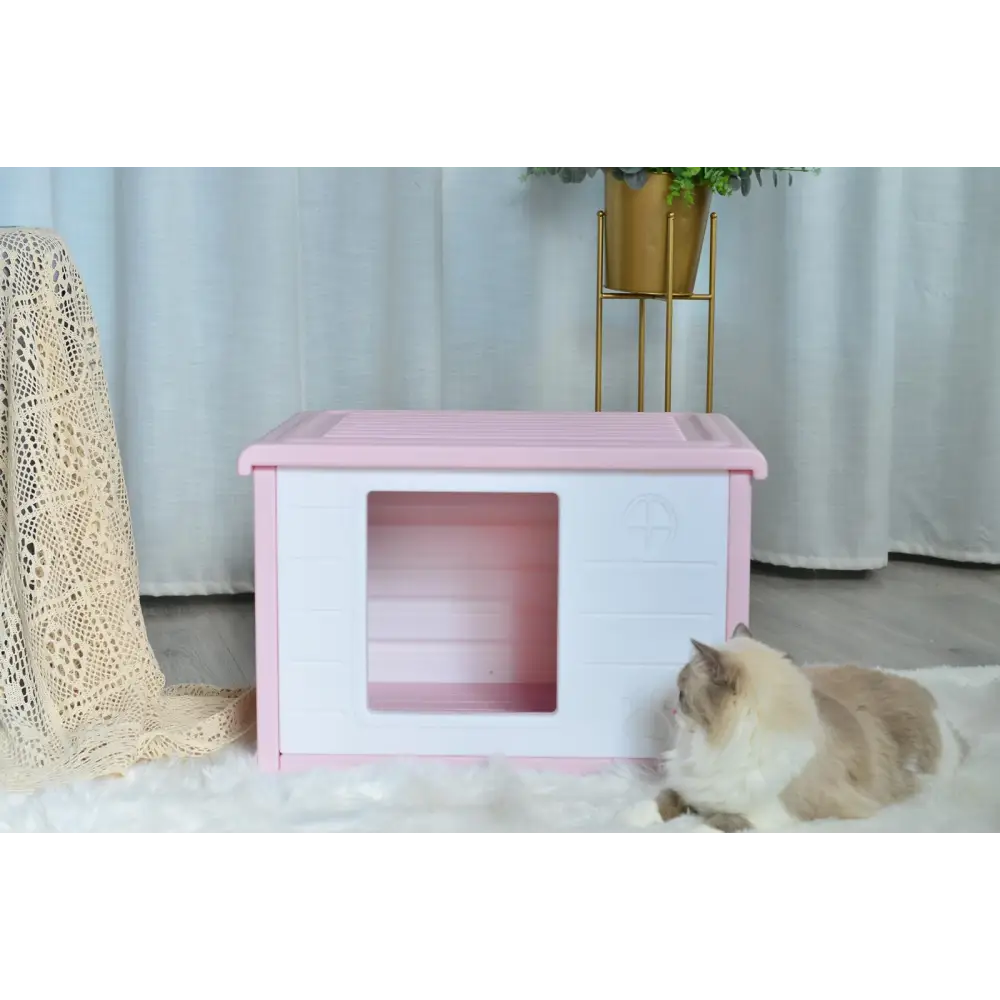 YES4PETS Small Plastic Pet Dog Puppy Cat House Kennel Pink - Pet Care > Dog Supplies > Dog Playpens & Gates