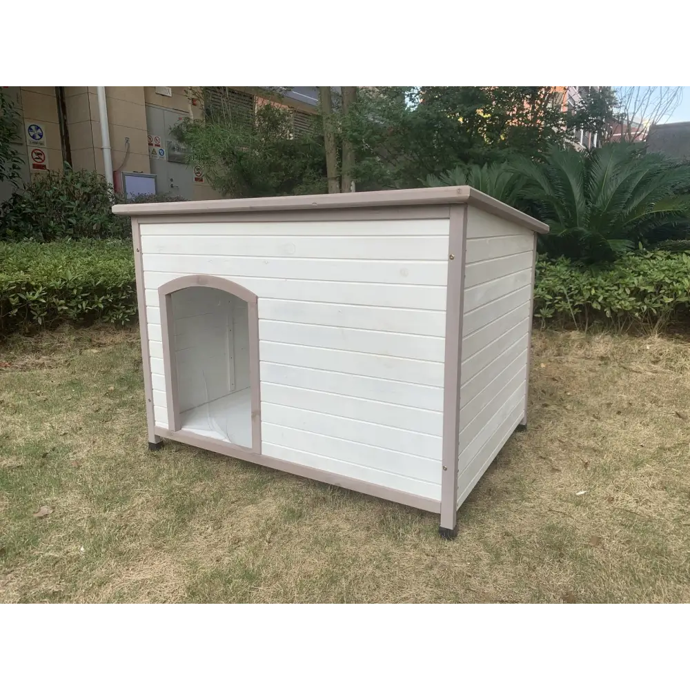 YES4PETS XXL Timber Pet Dog Kennel House Puppy Wooden Timber Cabin With Stripe White - Pet Care > Dog Supplies > Dog