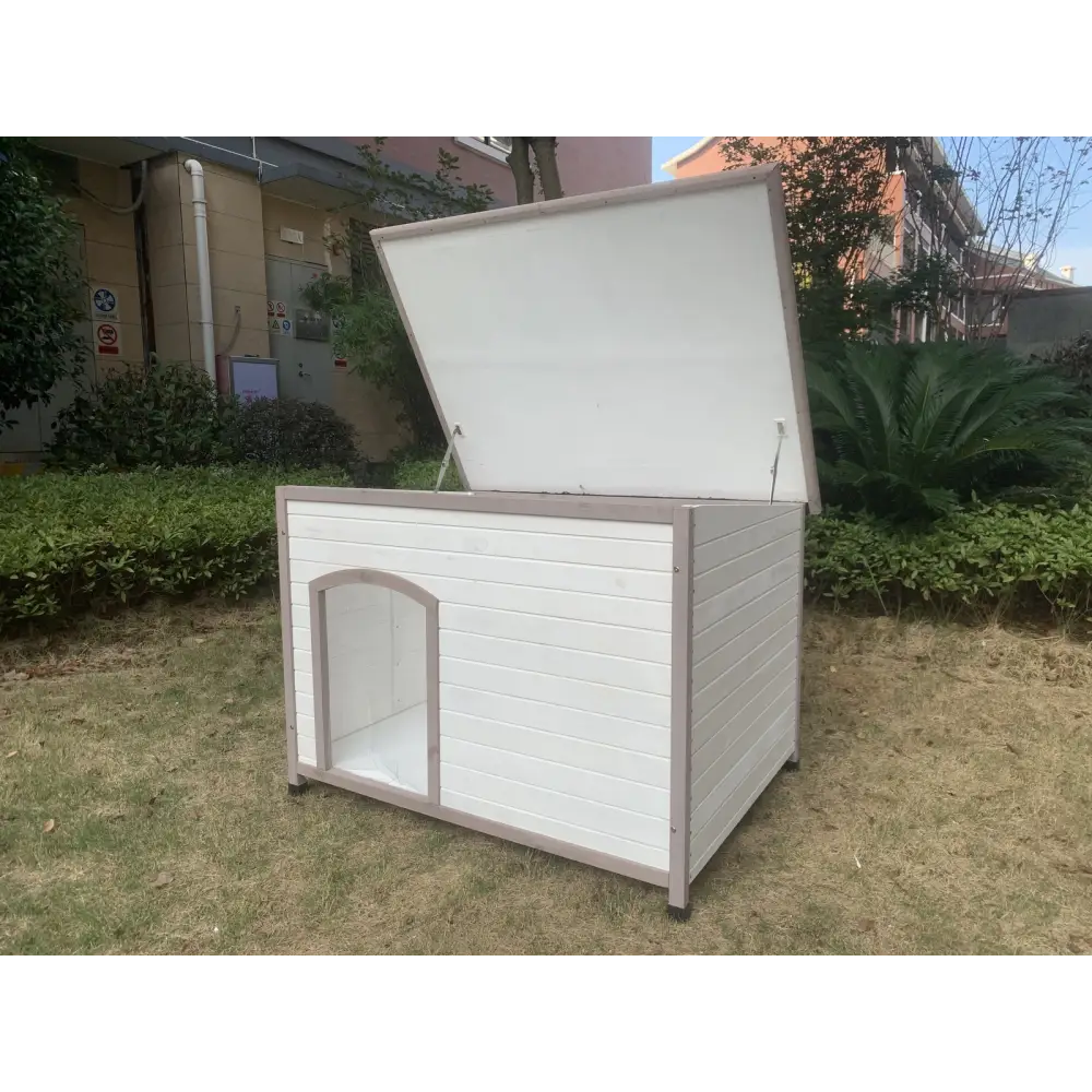 YES4PETS XXL Timber Pet Dog Kennel House Puppy Wooden Timber Cabin With Stripe White - Pet Care > Dog Supplies > Dog