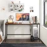 1.4m Computer Desk with Book Storage – Student Study Workstation Vintage Oak Finish - Home & Garden > Home Office