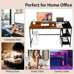 1.4m Computer Desk with Book Storage – Student Study Workstation Vintage Oak Finish - Home & Garden > Home Office