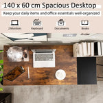 1.4m Computer Desk with Book Storage – Student Study Workstation Vintage Oak Finish - Home & Garden > Home Office