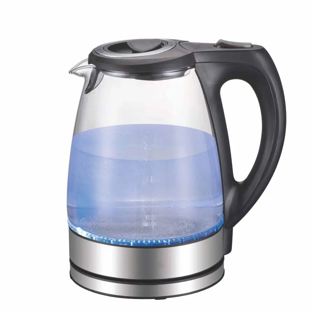 1.7L Electric Glass Kettle LED Blue Light 360 Automatic Cordless Water Boiling Jug - Appliances > Kitchen Appliances