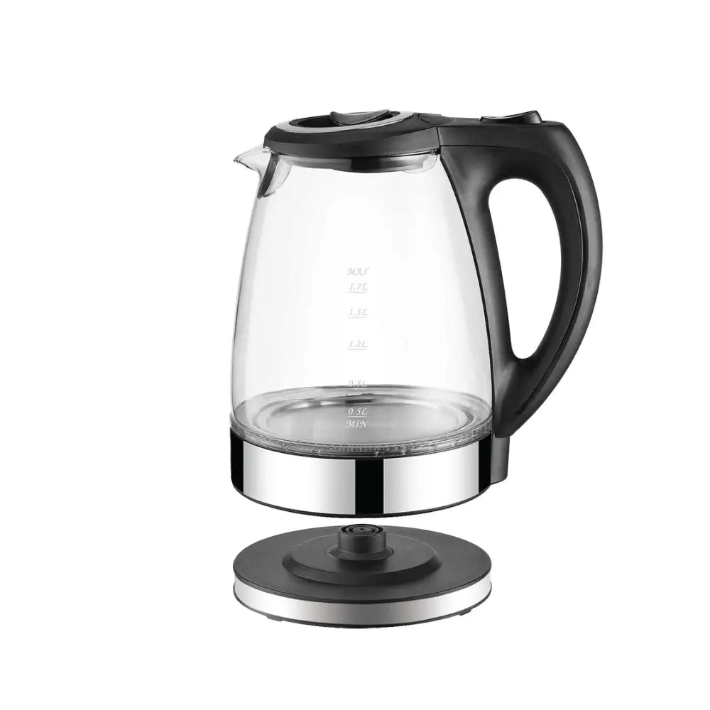 1.7L Electric Glass Kettle LED Blue Light 360 Automatic Cordless Water Boiling Jug - Appliances > Kitchen Appliances