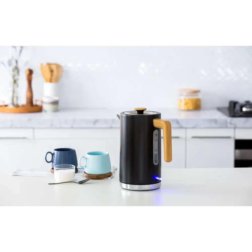 1.7L Kitchen Kettle in Black w/ Wood Accents - Appliances > Kitchen Appliances