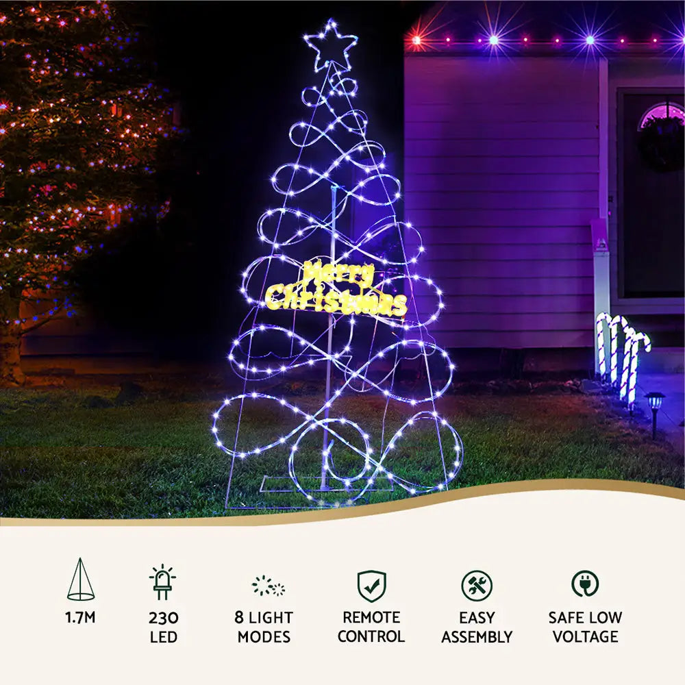 1.7M Christmas Tree 230 LED RGB Motif Lights Jingle Jollys - Occasions > Christmas > Christmas Trees