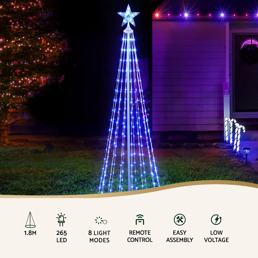 1.8M Christmas Tree 265 LED RGB Fairy Lights Jingle Jollys - Occasions > Christmas > Christmas Trees