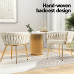 1 Artiss Dining Chair Velvet Armchair Beige - Furniture > Dining > Kitchen & Dining Chairs