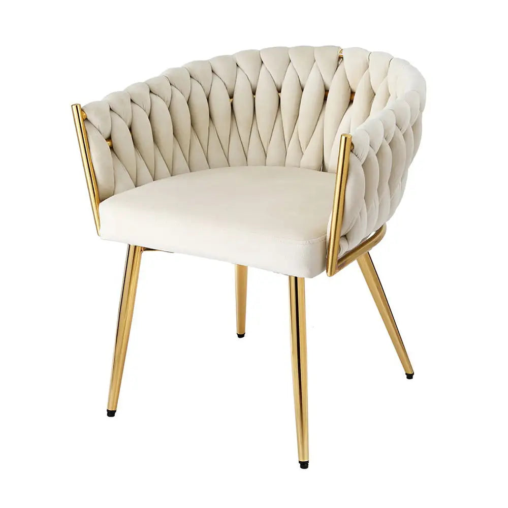 1 Artiss Dining Chair Velvet Armchair Beige - Furniture > Dining > Kitchen & Dining Chairs