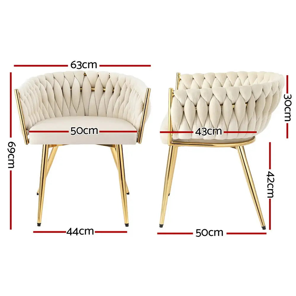 1 Artiss Dining Chair Velvet Armchair Beige - Furniture > Dining > Kitchen & Dining Chairs