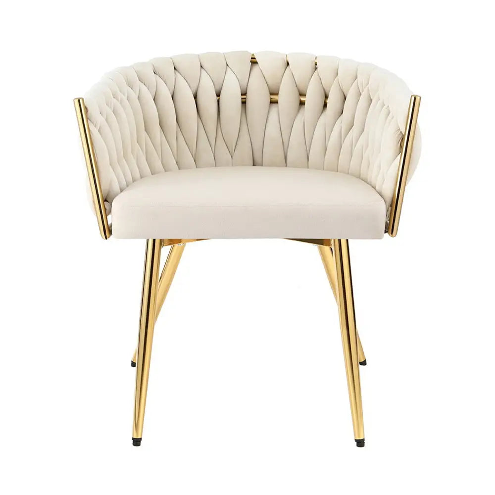 1 Artiss Dining Chair Velvet Armchair Beige - Furniture > Dining > Kitchen & Dining Chairs