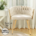1 Artiss Dining Chair Velvet Armchair Beige - Furniture > Dining > Kitchen & Dining Chairs