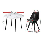 1 Artiss Dining Table and 4 Chairs Set Marble Black - Furniture > Dining > Dining Set
