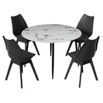 1 Artiss Dining Table and 4 Chairs Set Marble Black - Furniture > Dining > Dining Set