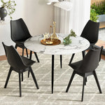 1 Artiss Dining Table and 4 Chairs Set Marble Black - Furniture > Dining > Dining Set