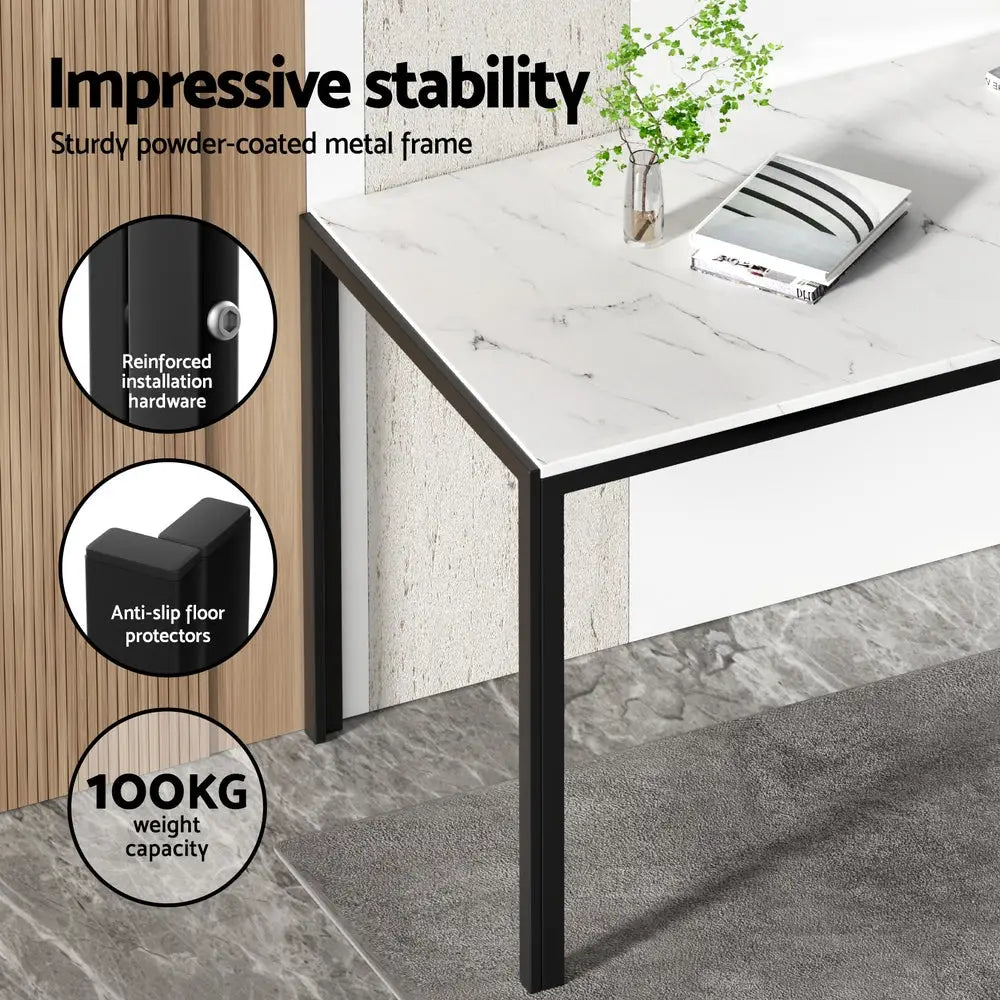 1 Artiss Dining Table and 4 Chairs Set Marble Effect - Furniture > Dining > Dining Set
