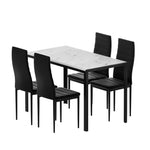 1 Artiss Dining Table and 4 Chairs Set Marble Effect - Furniture > Dining > Dining Set