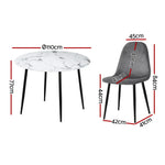 1 Artiss Dining Table and 4 Chairs Set Marble Grey - Furniture > Dining > Dining Set