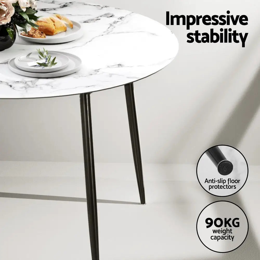 1 Artiss Dining Table and 4 Chairs Set Marble Grey - Furniture > Dining > Dining Set