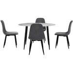1 Artiss Dining Table and 4 Chairs Set Marble Grey - Furniture > Dining > Dining Set