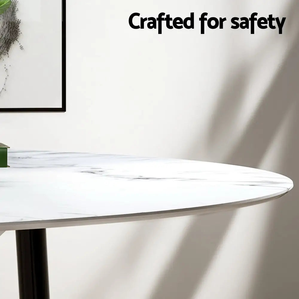 1 Artiss Dining Table and 4 Chairs Set Marble White - Furniture > Dining > Dining Set