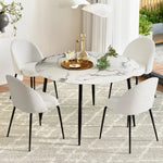 1 Artiss Dining Table and 4 Chairs Set Marble White - Furniture > Dining > Dining Set