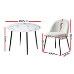1 Artiss Dining Table and 4 Chairs Set Marble White - Furniture > Dining > Dining Set