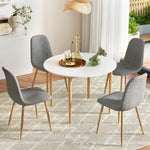 1 Artiss Dining Table and 4 Chairs Set White Grey - Furniture > Dining > Dining Set
