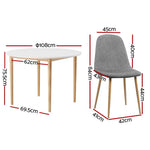 1 Artiss Dining Table and 4 Chairs Set White Grey - Furniture > Dining > Dining Set