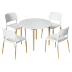 1 Artiss Dining Table and 4 Chairs Set White Wood - Furniture > Dining > Dining Set