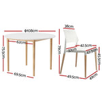 1 Artiss Dining Table and 4 Chairs Set White Wood - Furniture > Dining > Dining Set