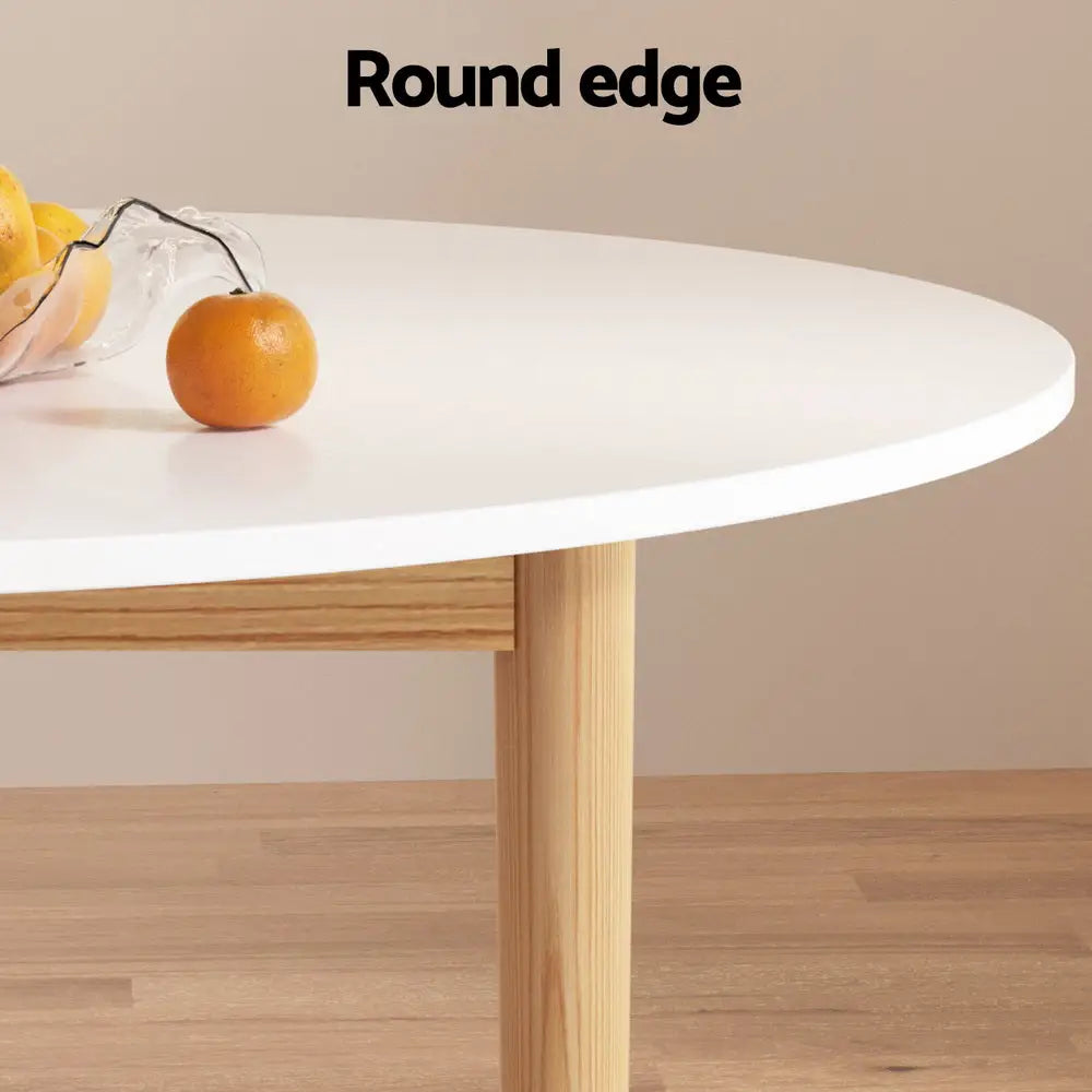 1 Artiss Dining Table and 4 Chairs Set White Wood - Furniture > Dining > Dining Set