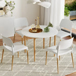 1 Artiss Dining Table and 4 Chairs Set White Wood - Furniture > Dining > Dining Set