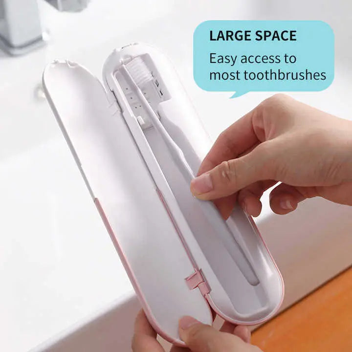 1 Piece Cyan Portable UV-C Toothbrush Sterilizer - Rechargeable Travel Case with UV-C Disinfection Compact