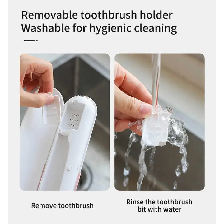 1 Piece Grey Portable UV-C Toothbrush Sterilizer - Rechargeable Travel Case with UV-C Disinfection Compact