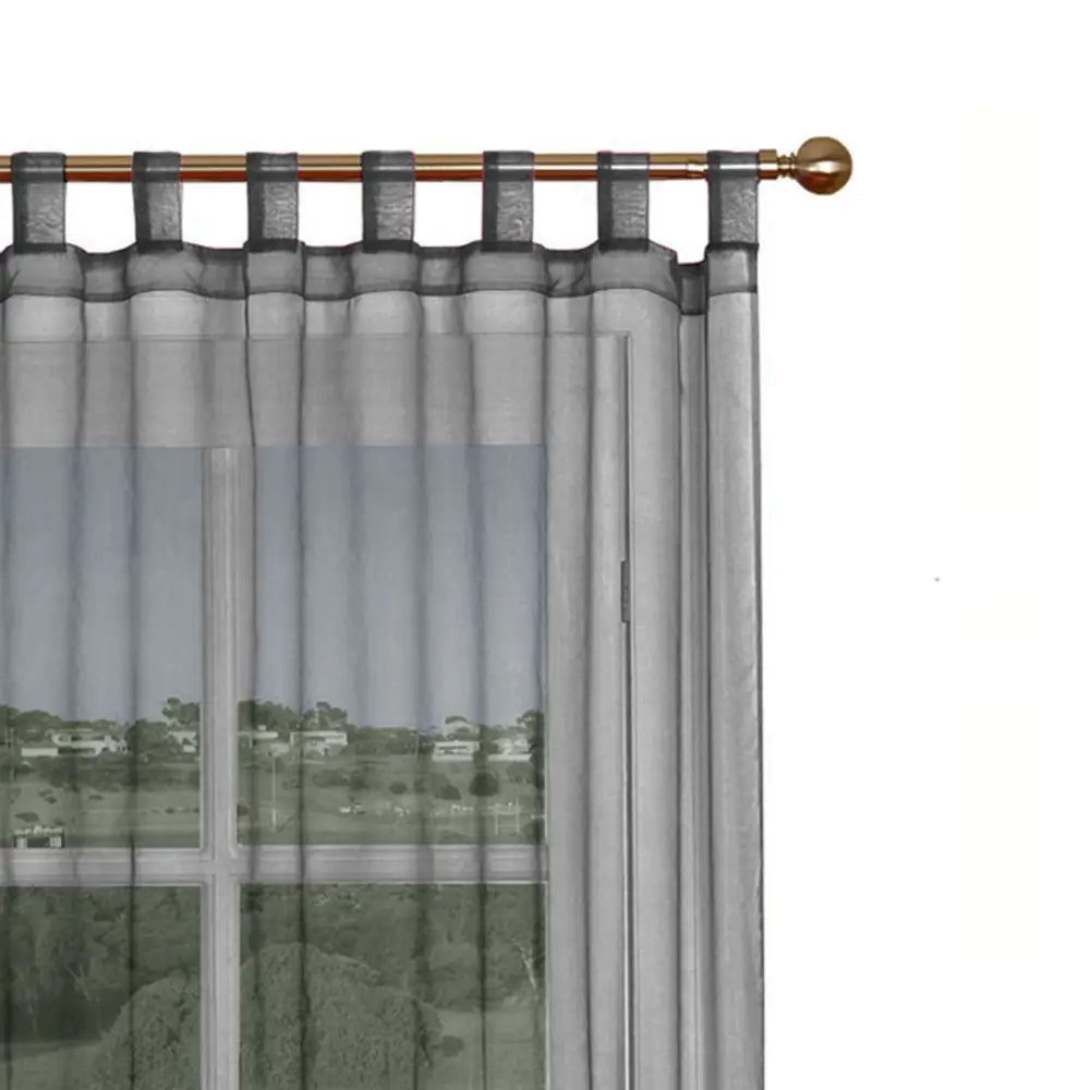 1 Piece Organza Tab Top Curtain 110 x 213 cm Black - Home & Garden > Curtains