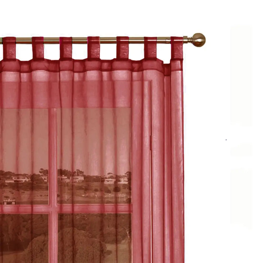 1 Piece Organza Tab Top Curtain 110 x 213 cm Burgundy - Home & Garden > Curtains