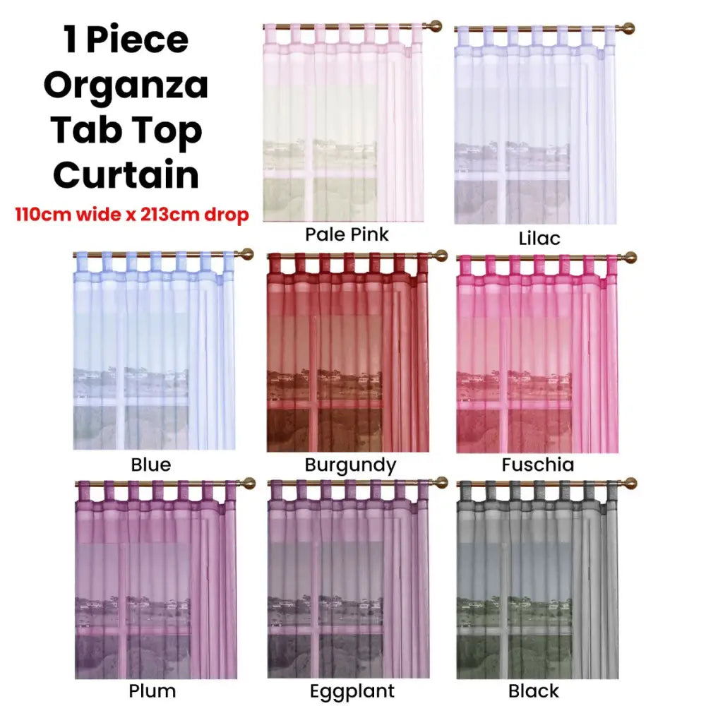 1 Piece Organza Tab Top Curtain 110 x 213 cm Burgundy - Home & Garden > Curtains